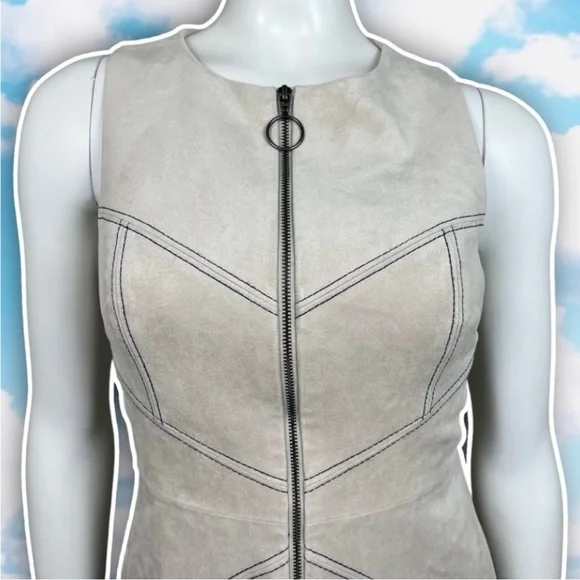 BCBGMAXAZRIA Alaina Faux Suede A-Line Zip Up Dress Mod Date Night Retro 60s - Picture 5 of 14